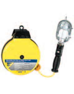07-00176 Voltec Industries Metal Guard Work Light Retractable Reel with  Outlet in Handle